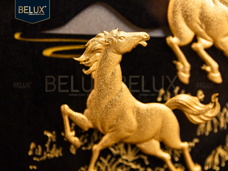 Tranh Quà Tặng Mã Đáo Thành Công Dát Vàng 24k (Mẫu Song Mã) – Khúc Khải Hoàn Ca Của Sự Đồng Hành